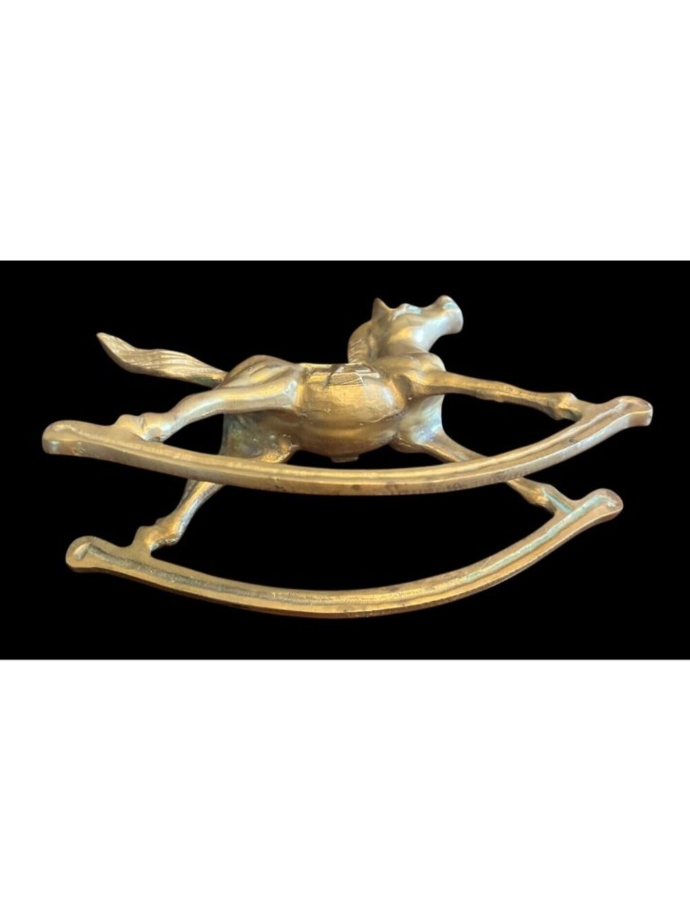 Vtg Solid Brass Rocking Horse Figurine Decorative Collectible 6" Mid-Century - Picture 6 of 6